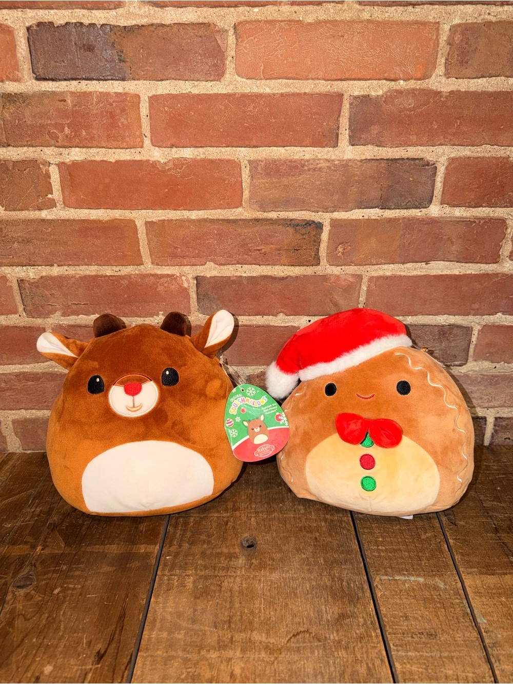 Squishmallows Gingerbread Brown & White Rudolph Reindeer Plush Holiday Set